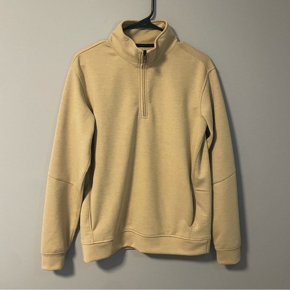 Kenneth Cole Active Tan Quarter Zip Men’s Small Pullover Athleisure Long Sleeve